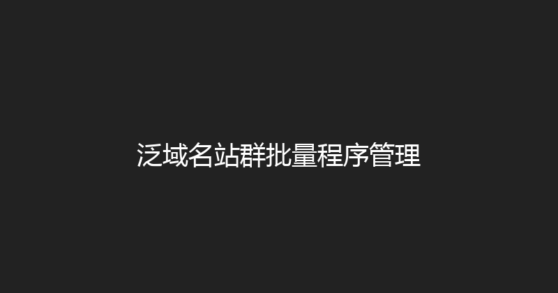 泛域名站群批量程序管理 封面图