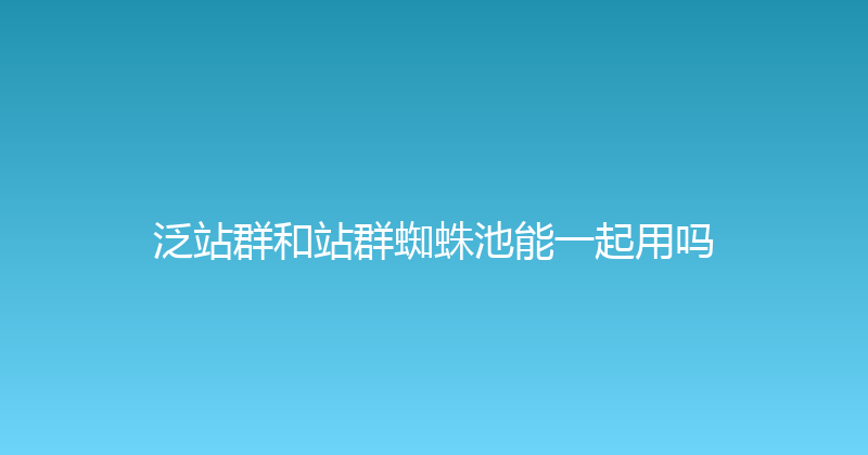 泛站群和站群蜘蛛池能一起用吗 封面图