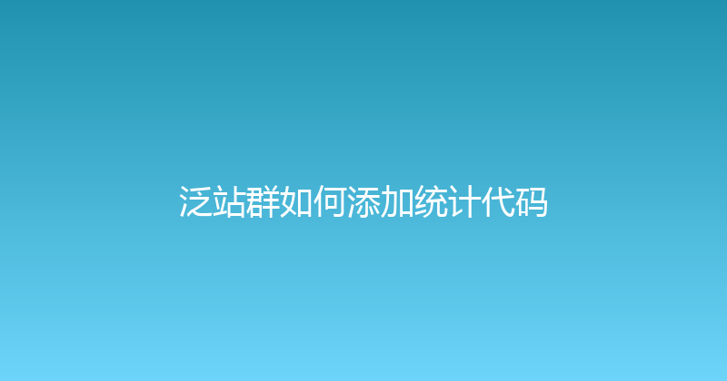 泛站群如何添加统计代码 封面图