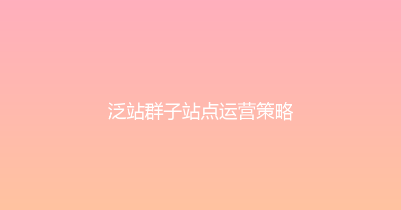 泛站群子站点运营策略 封面图