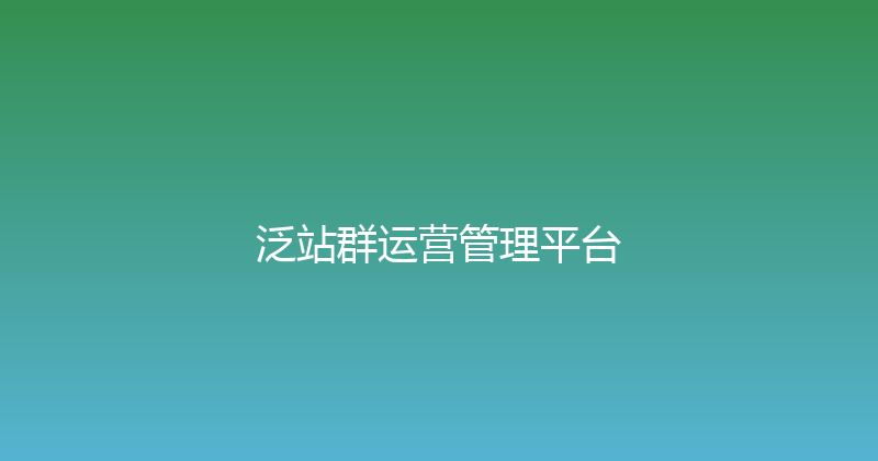 泛站群运营管理平台 封面图