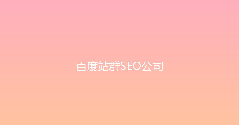 百度站群SEO公司 封面图