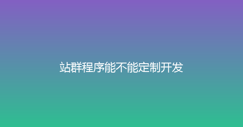 站群程序能不能定制开发 封面图