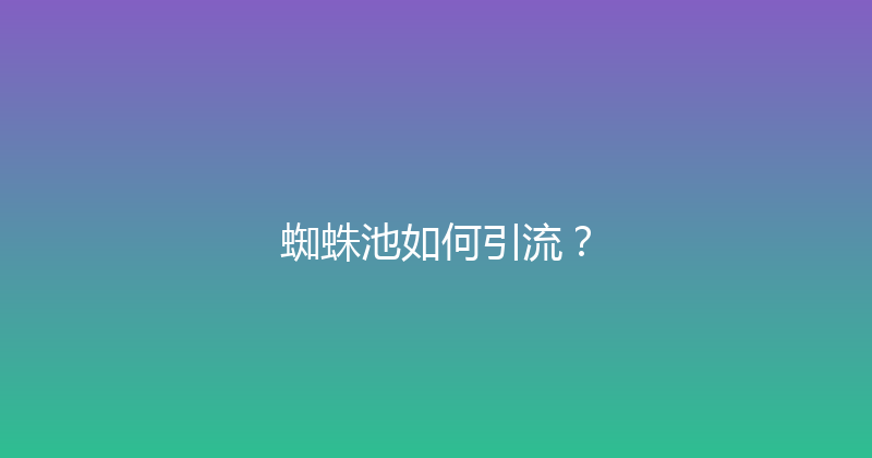 蜘蛛池如何引流？ 封面图